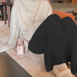 Sweater Pants Women Autumn Fashion Solid Elastic High Waist Loose Wide Leg Trouser Female Thick Warm Knitted Carrot