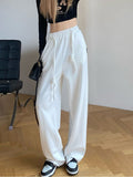 Jogging Sweatpants White Women Pants High Waist Baggy Sports Pants Chic Lace Up Casual Fashion Female Trousers