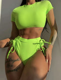 2022 New Drawstring Strap High-Waisted Swimsuit