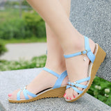 Women 2025 Summer New Korean Version Of The Heel Heel Women's Shoes Buckle Thick Bottom Flat Bottom Ladies