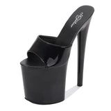 Zingj Patent Leather 17Cm20cm High Heels Heel Sexy Waterproof Platform Hate Day High Slippers Female
