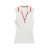 Women's 2025 Summer New Fashion Sleeveless POLO Collar Sports Polo Shirt