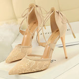Shoes Woman Pumps Mesh Lace High Heels Sexy Party Shoes Hollow Out Cross Straps Women Sandals Stiletto Heels Women