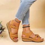 2025 Large-Size Casual Fish Mouth Sandals Roman Wind Sandals Women Wear Magic Sticky Slopes And Sports