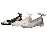 Zingj Shoe Net Shoe Sandals Bag Root Embroidered Cloth Shoes Low Heel Women's Shoes 2023 New National Wind New