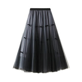 Gentle Fairy Design Feeling Bow Net Autumn Winter Display Thin Waist Half Body Skirt