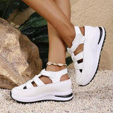 New Slope Hedley Sandals Bag Head Hollow Breathable Female Large Size Loose Cake Thick-Soled Magic Stick Casual