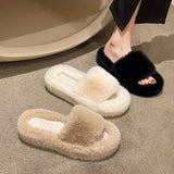 Three Types Of Wool Slippers Women Wear 2025 New Autumn And Winter Cotton Drag Home Korean