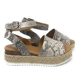 Women's Shoes Thick-Soled Women's Sandals Buckle With Slope Hemp Rope Light Soles High-Heeled Sandals