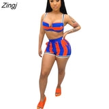 Women Tracksuit Two Piece Set Color Patchwork Sportsuit Matching Set Streetwear Clothes For Women