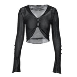 Zingj 2023 Hot Style Fashion Sexy Pure Desire Hot Girl Perspective Mesh Slim Long Sleeve Jacket