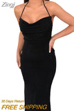 Women Cutout Backless Long Dress Sexy Sleeveless One Shoulder Cocktail Dresses Bodycon Spaghetti Strap Long Party