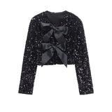 Explosive Women's Two-Color Bow Tie With Sel Dress