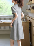 Academy Style Embroidery Polo Dress Women Summer New Skinny Casual Dress Dress