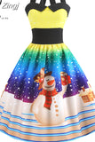 Dress Vestidos Women Sexy Halter Vintage Casual Floral Print Pin Up Retro Rockabilly Swing Party