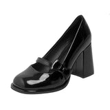 Zingj French Retro Pink Thick Heels Mary Jane Shoes 2023 New Bow Black Budle Single Shoe