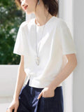 Short-Sleeved T-Shirt Women's Summer 2025 New Casual Design Feeling Under The Fork Decorative Buckle Clasp