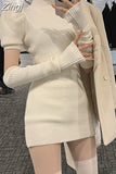 Sexy O-Neck Slim Casual Office Lady Knitted Mini Dress Sweater Women Party Design Long Sleeve One Piece Dress Elegant
