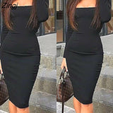 Women Sexy Off Shoulder Long Sleeve Bodycon Slim Midi Dress Evening Party Autumn