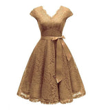 V-Neck Lace Knee-Length Women Dresses With Short Sleeves Dress For Women Female Vestidos New Arrival Chic Cheapest