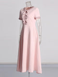 French Famous Style Dress 2025 Summer New Heavy Industry Nail Bead Bow High Waist High-Rise High-Sense Dress Dress