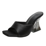 Summer New Transparent High-Heeled Shoes Net Red Design Square Head Sandals Fashion Korean Version Of The Temperament Cool