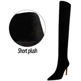 Shoes Suede Sexy Over-the-Knee Boots Black Plush Warm Women Winter Boots Thin High Heel Boots Long Boots Plus Size 42