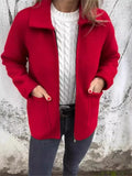 New Single-Sided Autumn And Winter Collar Knit Zipper Casual Coat