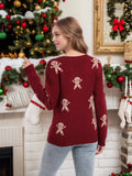 And Winter New Christmas Knitted Cartoon Man Embroidered Round Collar Sweater Women's