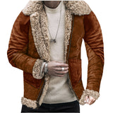 Winter New Fur Integrated Men's Coat Thick Imitation Leather Velvet Printed Jacket