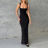 Zingj And Summer 2024 Women's New Temperament Dress French One Word Collar Slim Solid Color