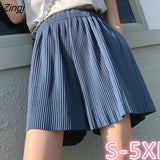 Women Summer Solid Ice-silk Drape High Waist Hot Sale 5XL Loose Korean-style Casual All-match Wide-leg Students