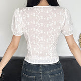 And Summer Basic Solid Color Dark V Buckle T-Shirt Top Bow Texture Texture To Close The Waist Design Spice Girls Shirt