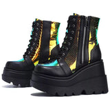 Autumn And Winter New Tape With Thick Bottom Mid-Sleet Boots Women's Taizhou Bright-Faced Low-Bush Martin