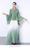 Gradient Suit Women's Autumn And Winter Loose Strap To Close Waist Pressure Folding Top + High Waist 100 Folded