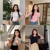 Zingj Smiley Face Print Short-Sleeved T-Shirt Women's Summer 2024 New Design Sense Slim Short Students On