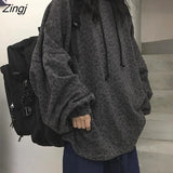 Women Vintage Leopard Draw String Ins Lazy BF Baggy Leisure Clothing Popular Chic All-match Basic Streetwear Cool