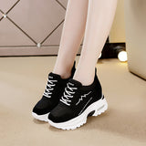 Red High-Gtong Women's Shoes Single Shoes 2025 Autumn New Korean Version Of The Fashion Thick-Bottomed Cake Trend Casual Sports Shoes