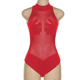 2024 Summer New Women's Sexy Perspective Mesh T-Shirt Bump Color Splicing Repair Body-Joint Clothing