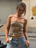 Women's Personality Beads Bright Noodle Fashion Hottie Sexy Bosom Top 2025