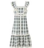 Women's Clothing Explosion Square Collared Color Splicing Dress Fashion Thin