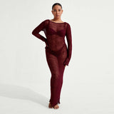 Zingj New Knit Sexy Perspective Bless Dress Bikini Clock