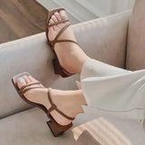 Women 2025 Summer New Thick Heel With Fairy Wind Toe Thin With Ocean Net Red Women Shoes