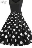 Polka Dot Summer Dress Women Floral Vintage Pin up Vestidos Robe Femme Casual A-line Sleeveless V Neck Sexy Party