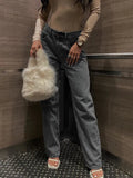 High Waist Broken Hole Slim Jeans Trousers Woman-Outfit