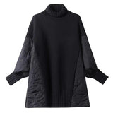 Autumn And Winter New Ocean Collar Splicing Sweater Female Korean Version Of The Fashion Loose Warm Coat Design Sense