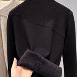 Sweater Bottomed Women Set Warm 2025 Autumn And Winter New Plus Velvet Half-High Collar Temperament