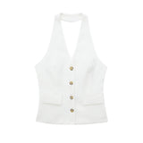Back Collar Vest 8364532 Pleated Wide Leg Trousers 8365532