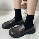 Lofo Shoes Women's 2025 Autumn British Wind Soft Soles Pedal Small Leather Shoes Thick-Soled JK Single Shoes Female