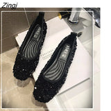 Women's shoes new spring and autumn shoes shallow mouth set of flat shoes women's bean shoes women's sequins single shoe